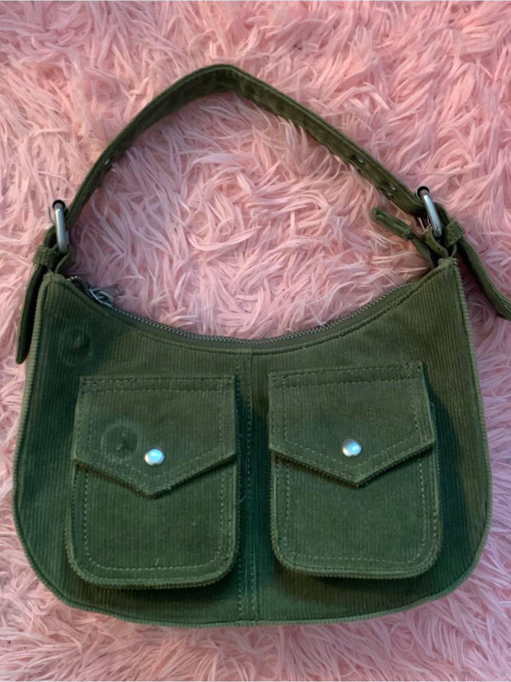 Brandy Melville green corduroy shoulder bag